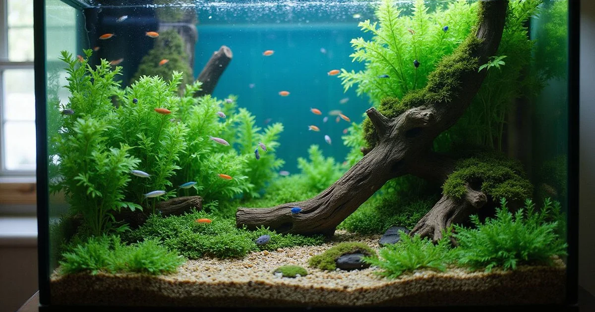 Peaceful community tropical tank with tetras, livebearers, and corydoras