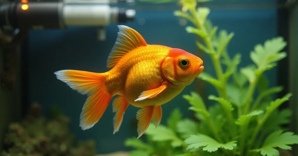 Properly housed fancy goldfish in a 40-gallon tank with sponge filter