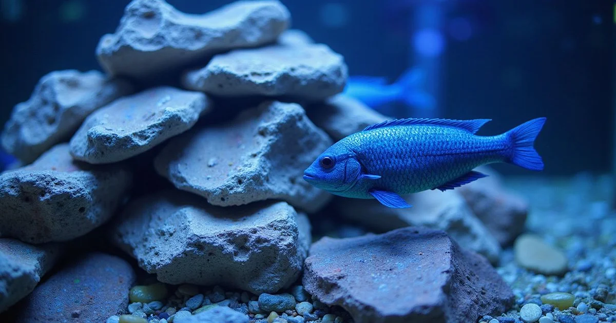 Split image showing Mbuna African cichlid tank vs planted Amazon biotope