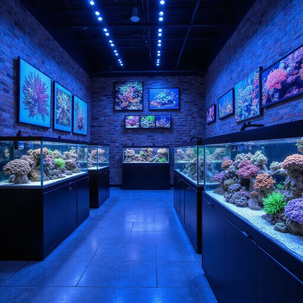 Dedicated saltwater room with reef tanks