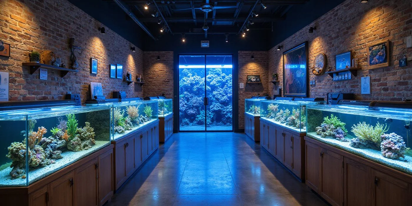 Wide interior view of Gulf Coast Aquatics